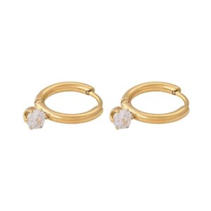 Athena Solitaire Hoop Earrings