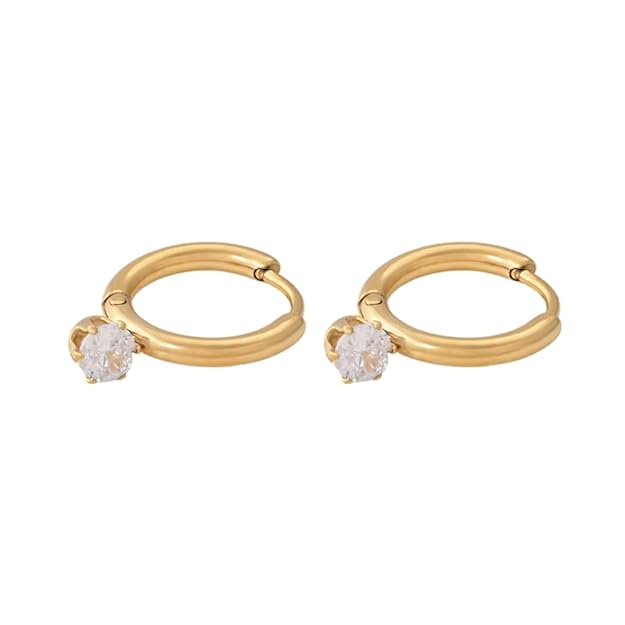 Athena Solitaire Hoop Earrings